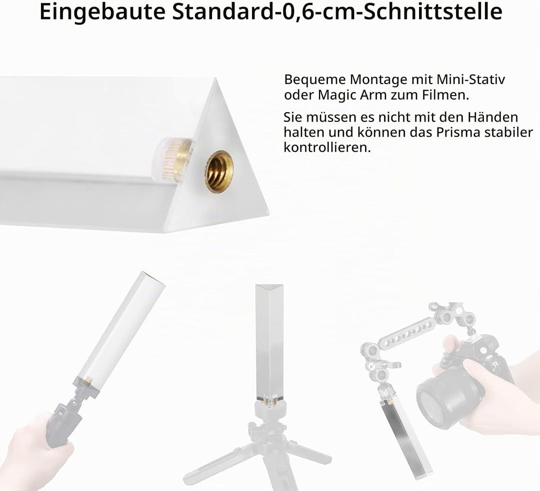 Selens Fotografie Kristall Dreieckig Prisma mit 1/4" Gewindeloch, Professionelle Optik Kristall Glas