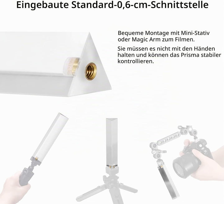 Selens Fotografie Kristall Dreieckig Prisma mit 1/4" Gewindeloch, Professionelle Optik Kristall Glas
