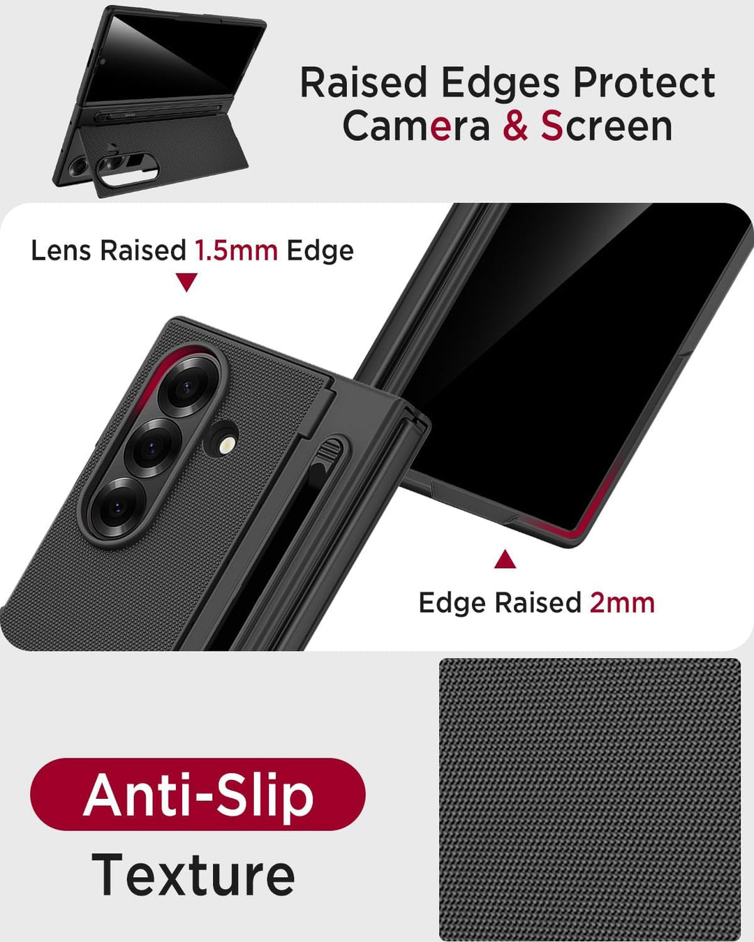 Miimall Kompatibel mit Samsung Galaxy Z Fold 7 Hülle mit S-Pen & Stifthalter, [Anti-SPY Displayschut