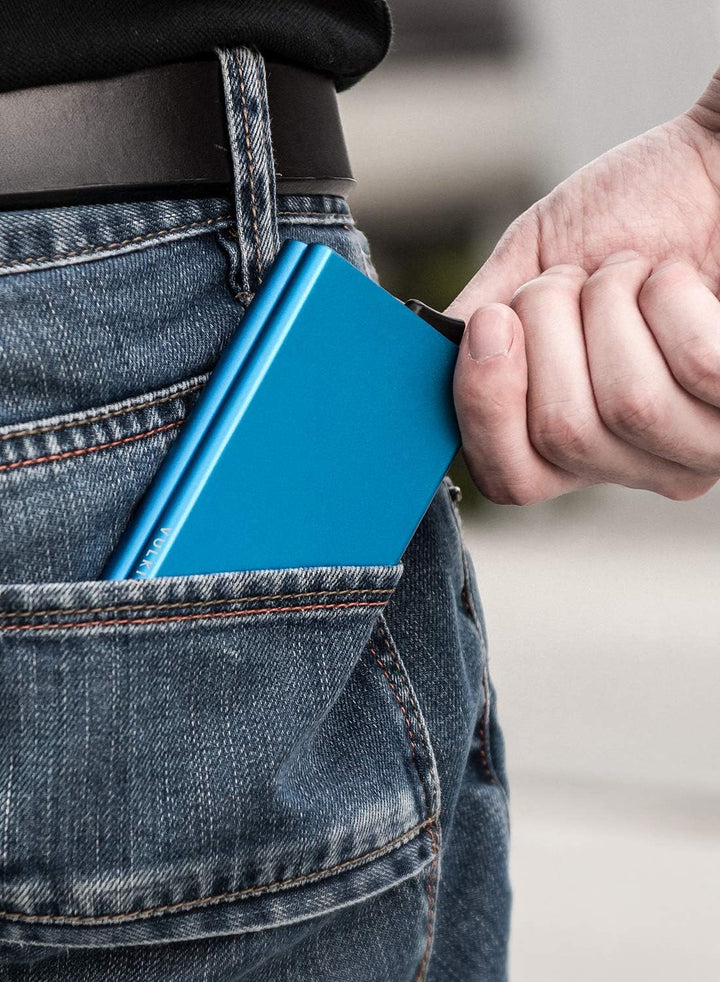 VULKIT Kartenetui Metall mit RFID NFC Schutz Karten Geldbörse Herren Geldbeutel Doppelt Karten Etui