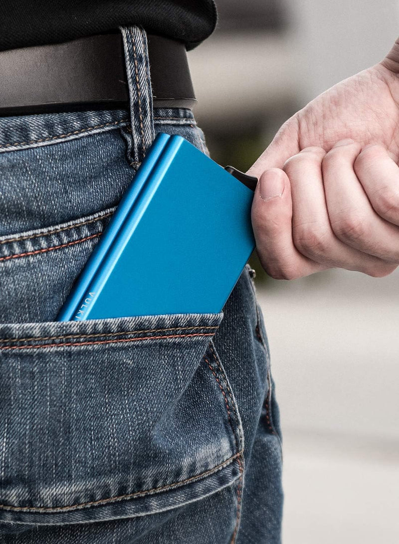 VULKIT Kartenetui Metall mit RFID NFC Schutz Karten Geldbörse Herren Geldbeutel Doppelt Karten Etui