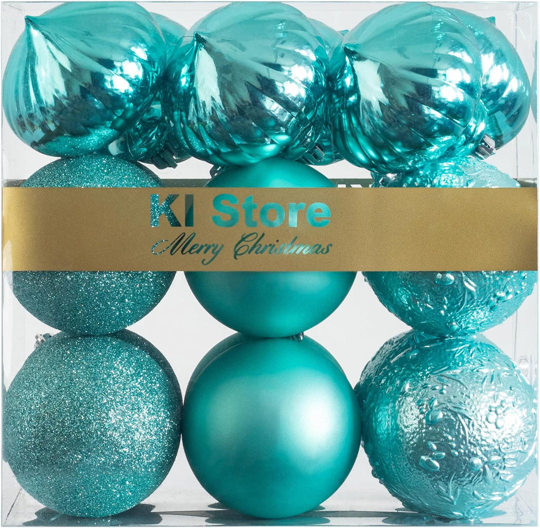 Busybee weihnachtskugeln Turkis Aqua blau Grun Teal 18 Stücke 8CM Ornamente für Weihnachtsbaum Blaug