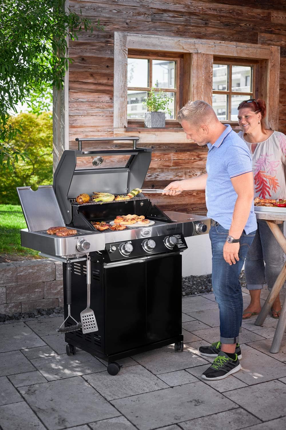 RÖSLE VIDERO, Hochwertige Grillplatte aus Gusseisen für Fleisch und kleine Grillstücke, Grillbrandin