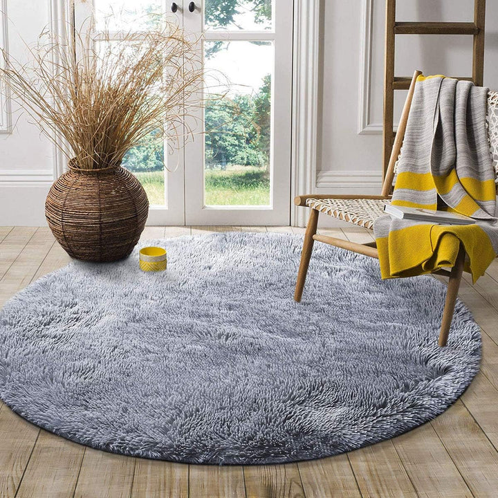 Tinyboy-hbq Runder Teppiche Hochflor Teppich wohnzimmerteppich Langflor Teppiche für Wohnzimmer flau