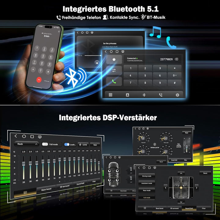 Erisin Qualcomm Android 14 4GB+64GB 8-Kern Autoradio Bluetooth GPS Navi für Opel Corsa D Astra H Cor