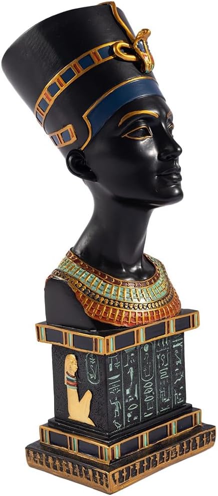 lachineuse Grosse Büste Königin Nefertii, Harz, Schwarz, 34 x 12 x 9,5 cm