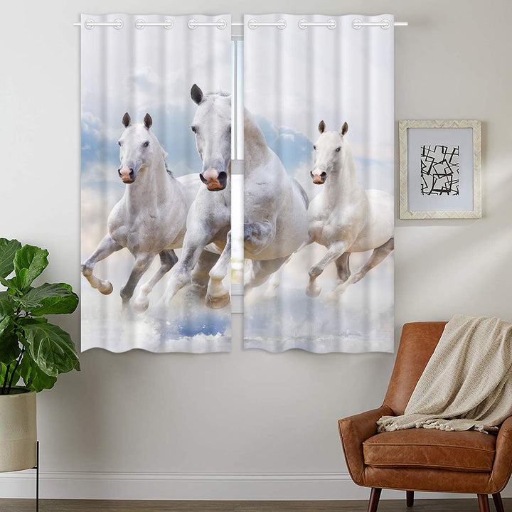 YISUMEI - Gardinen Blickdichter - Pentium Weisses Pferd,160 x 110 cm 2er Set Vorhang Verdunkelung mi