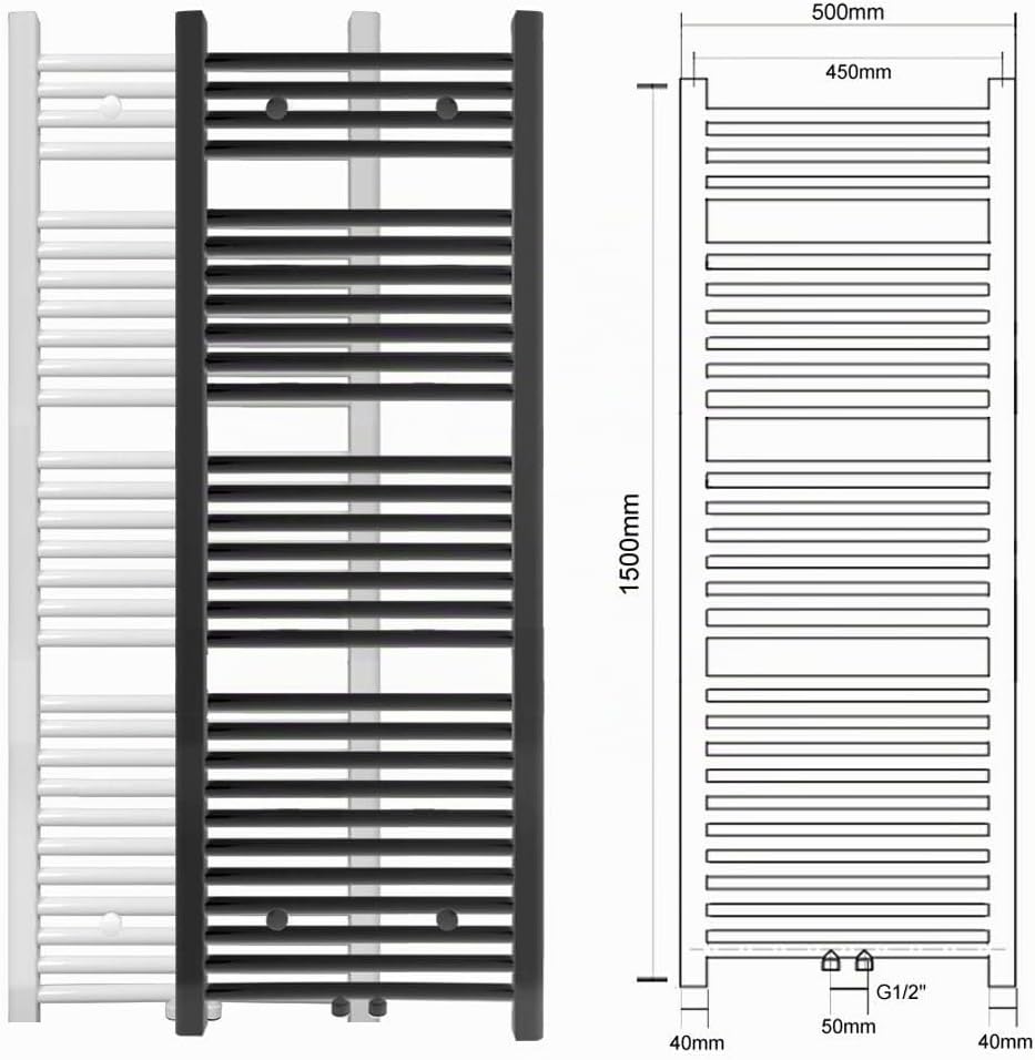 S SIENOC 500 x 1500 mm Anthrazit mittelanschluss Badheizkörper handtuchhalter Heizkörper Handtuchwär