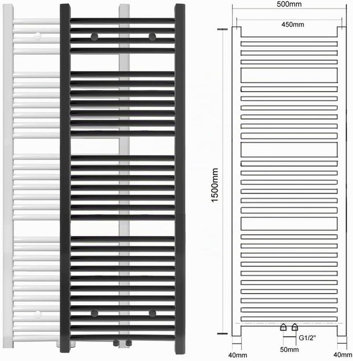 S SIENOC 500 x 1500 mm Anthrazit mittelanschluss Badheizkörper handtuchhalter Heizkörper Handtuchwär