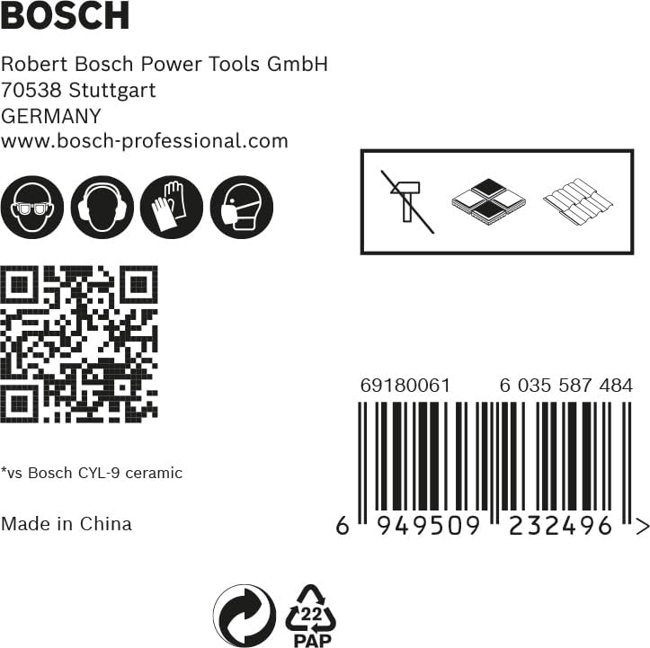 Bosch Accessories 5x Expert HEX-9 HardCeramic Bohrer Set (für Dachziegel, Fliesen, Ø 4-10 mm, Zubehö