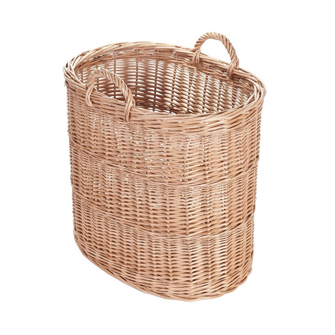 Vollweidener Kaminkorb, Kaminkorb aus Weide, naturfarbiger Weidenkorb für Kaminholz, Kaminkorb mit T