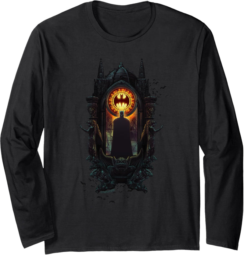 WB 100: Batman Stained Glass Bat Signal Langarmshirt