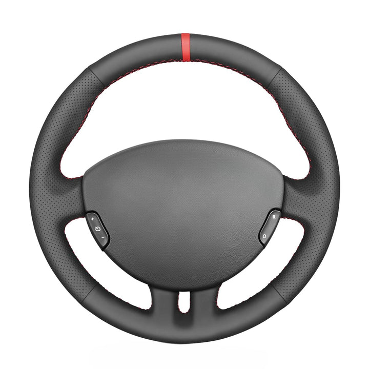 MEWANT Lenkradhülle Clio 3 2005-2012 / Lenkradzubehör für Clio Stil 02: Mikrofaser-Leder + roter Fad