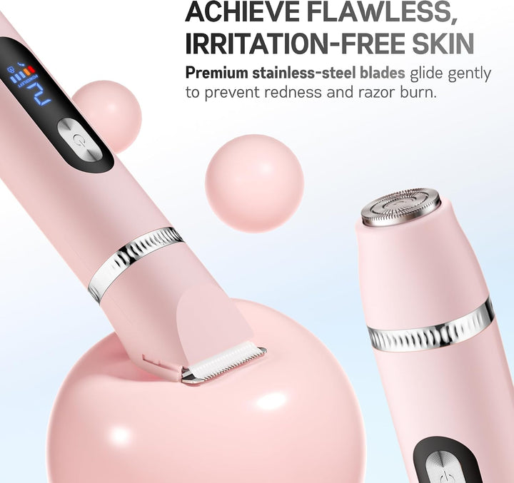 BarberBoss 5-in-1 Elektrorasierer Damen, Damenrasierer mit Bikini Trimmer, Gesichtsrasierer, Nasen-
