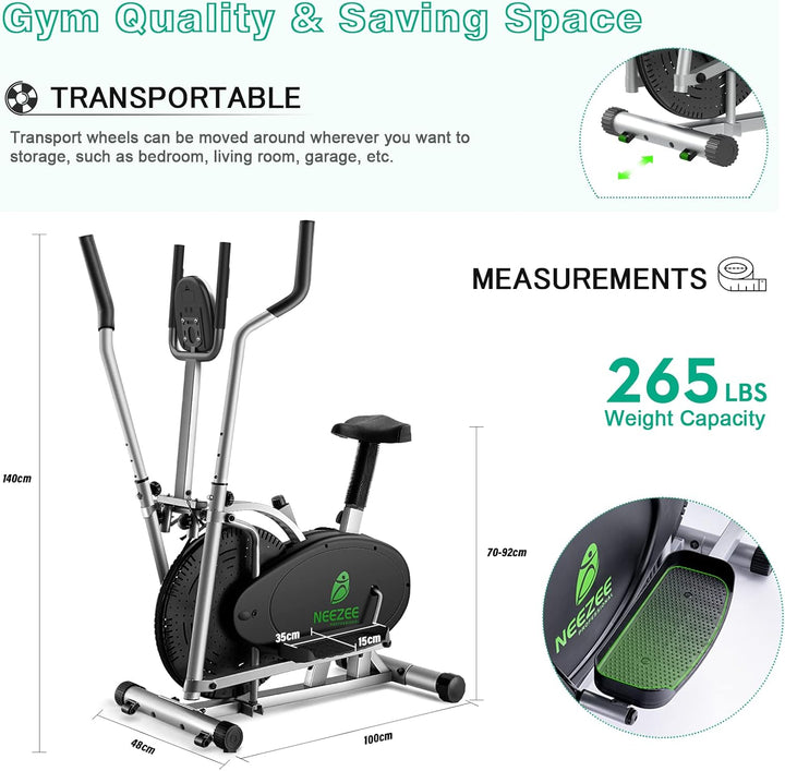 Crosstrainer für zuhause - Neezee 2 IN 1 Crosstrainer Heimtrainer mit Sitz Smart LCD-Monitor,verbess