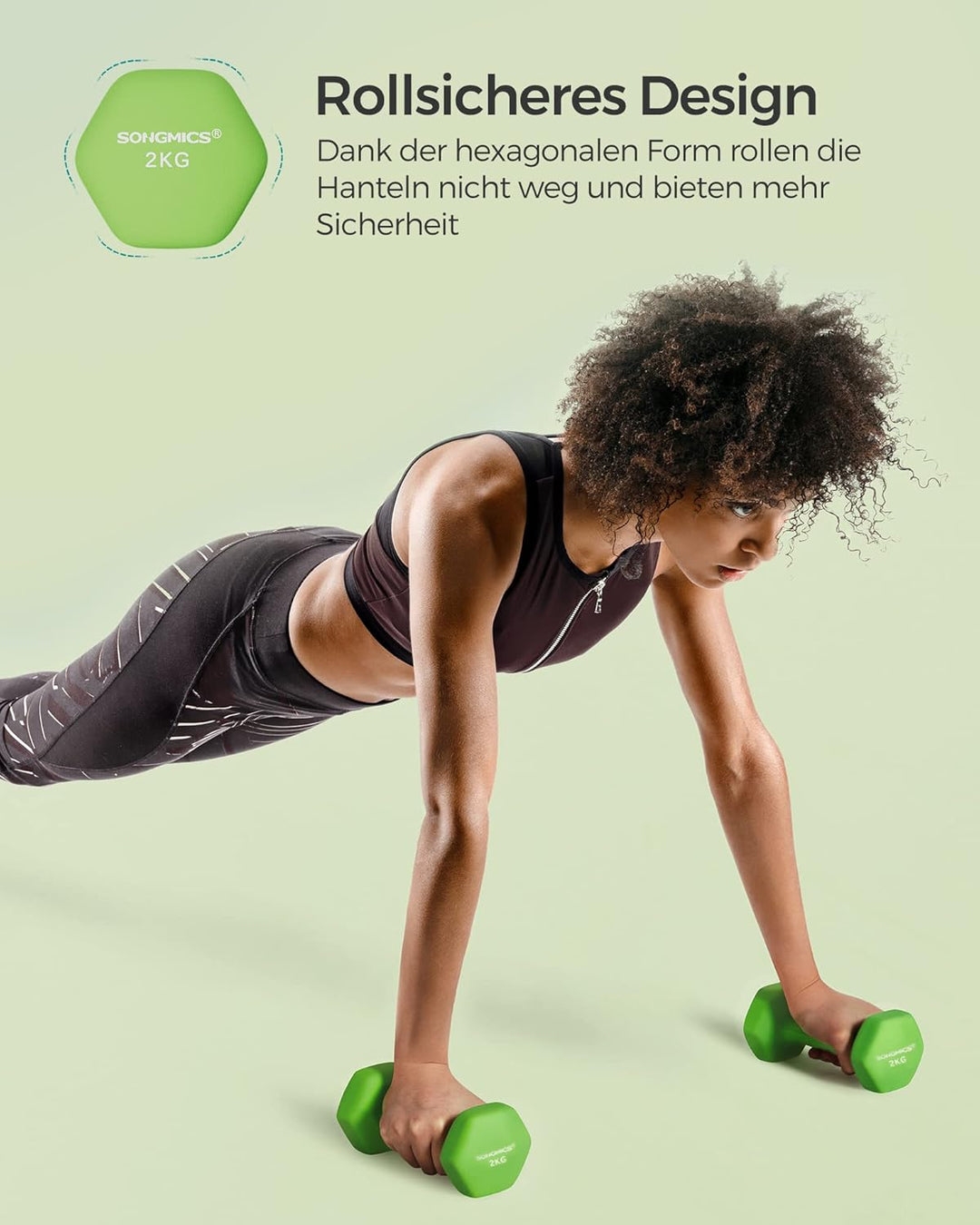 SONGMICS Hanteln, 2er Set,Hantelset, Kurzhanteln, Hexagon, Neopren-Beschichtung, Krafttraining, Work