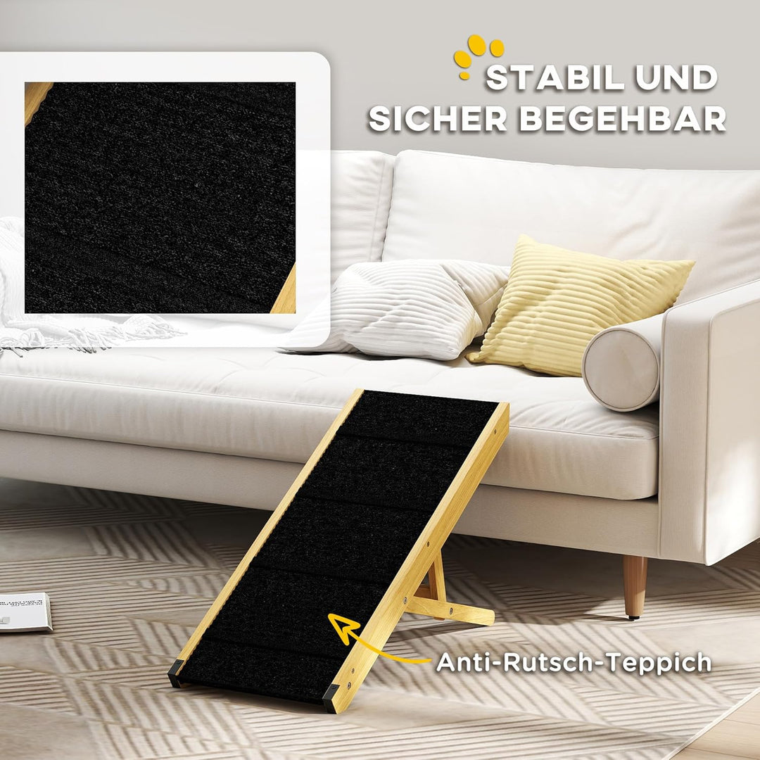 PawHut Hunderampe für Bett und Couch Faltbar Haustierrampe mit 4 Einstellbare Höhe von 24 bis 47,5 c