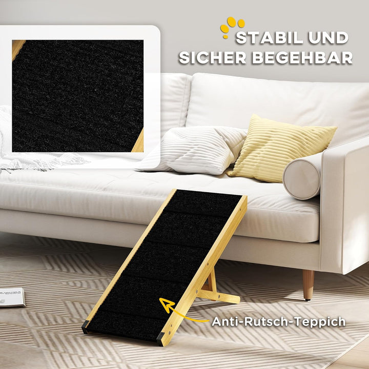 PawHut Hunderampe für Bett und Couch Faltbar Haustierrampe mit 4 Einstellbare Höhe von 24 bis 47,5 c