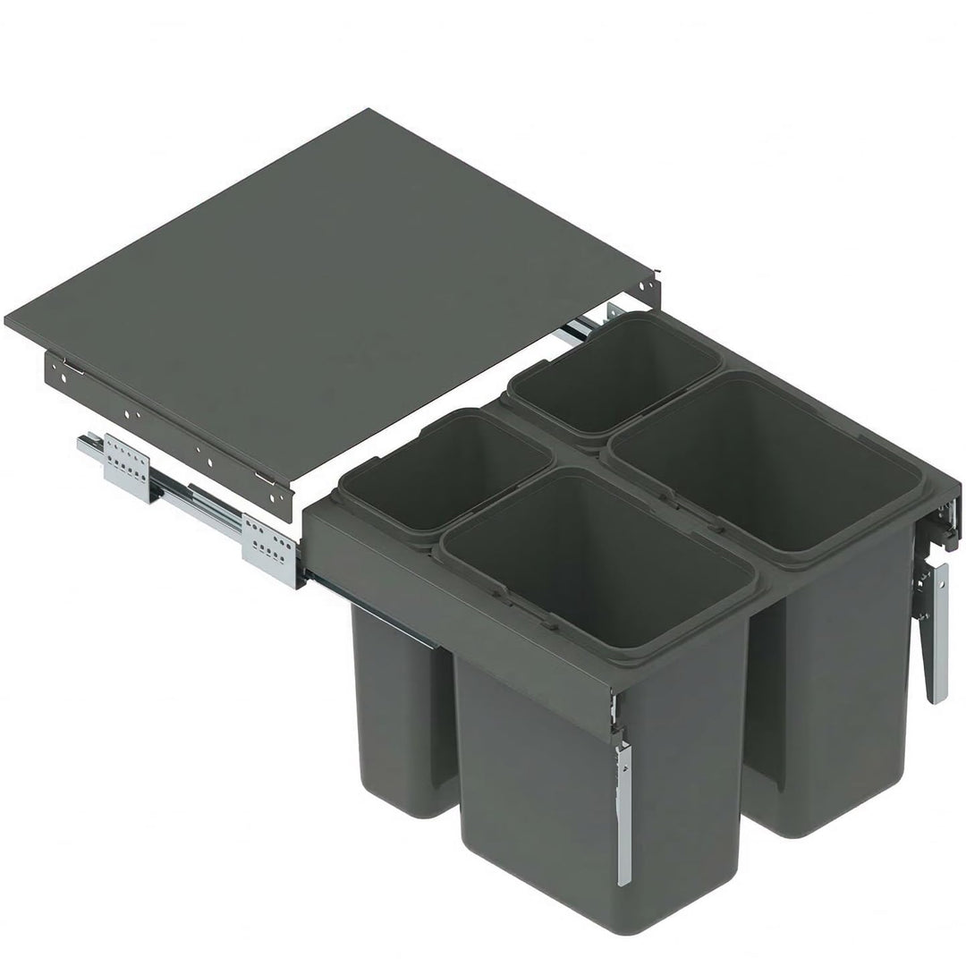 Einbau-Mülleimer für 60 cm Schrank SEGREGO 4-fach Abfallsystem mit Deckel Soft-Close & Vollauszug 56