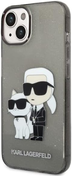 Karl Lagerfeld KLHCP14MHNKCTGK Hülle für iPhone 14 Plus 6,7" Schwarz hardcase Gliter Karl&Choupette