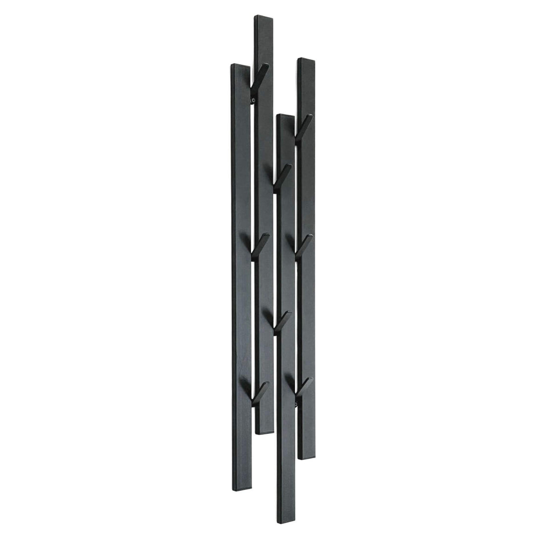 DanDiBo Garderobe Wand Schwarz Metall 96612 Wandgarderobe mit 8 Haken Schmal Flurgarderobe Modern Ha