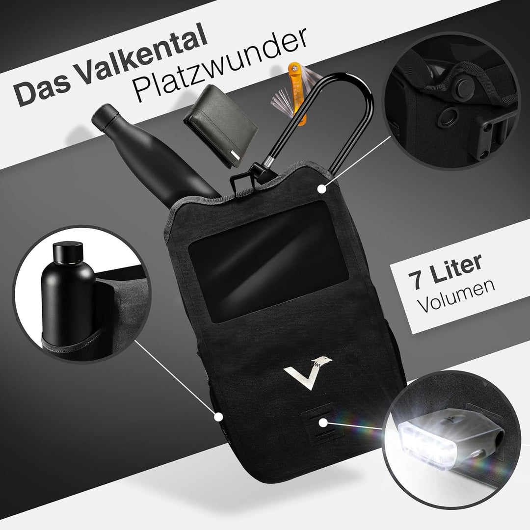 Valkental x KLICKfix Lenkertasche 7L mit Handyfach, für Ebike | 7L Volumen, praktische Lenkertasche
