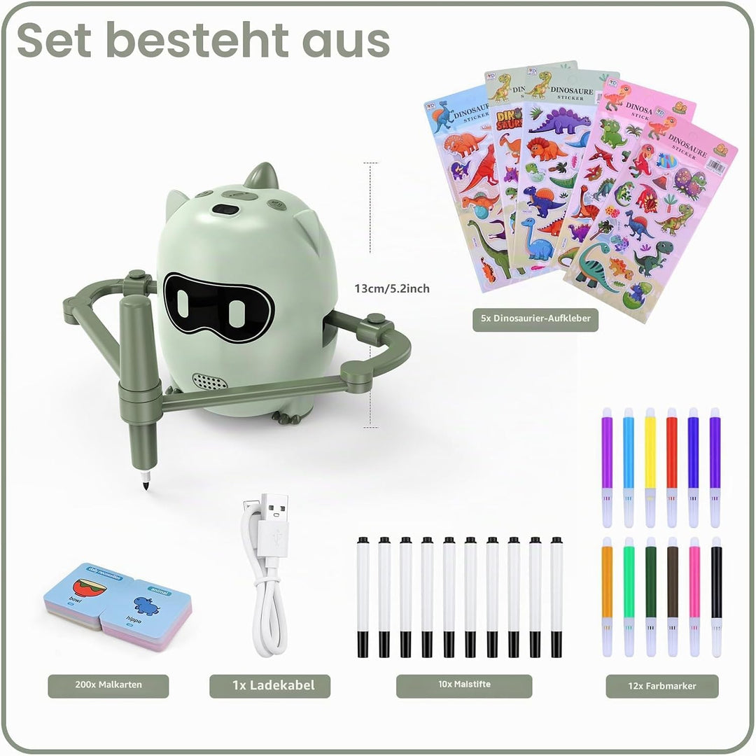 Zeichenroboter für Kinder von MMOBIEL – Malroboter Interaktives Lernspielzeug mit 200 Zeichenkarten,