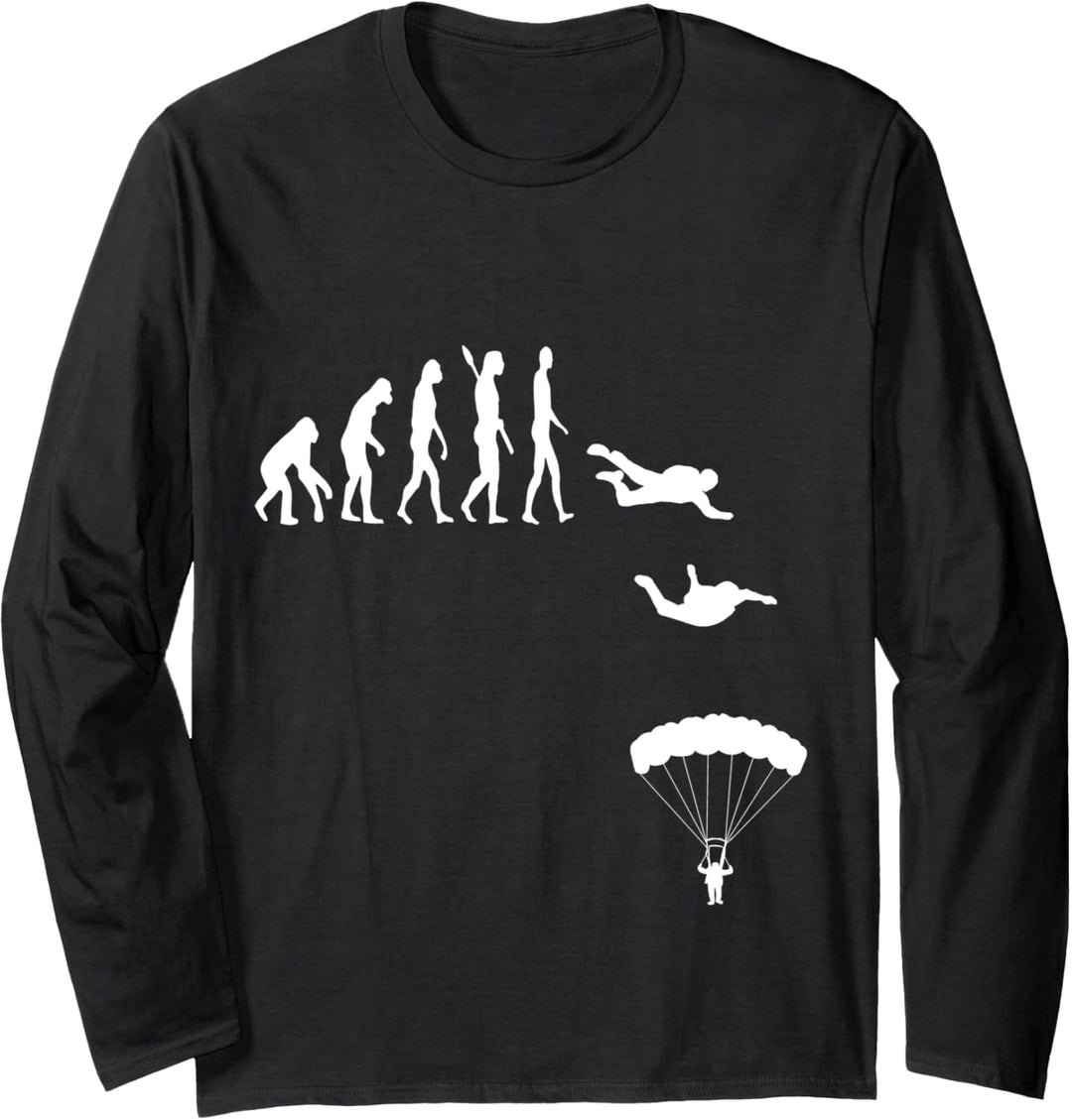 Fallschirmspringen Evolution Fallschirm Entwicklung Langarmshirt
