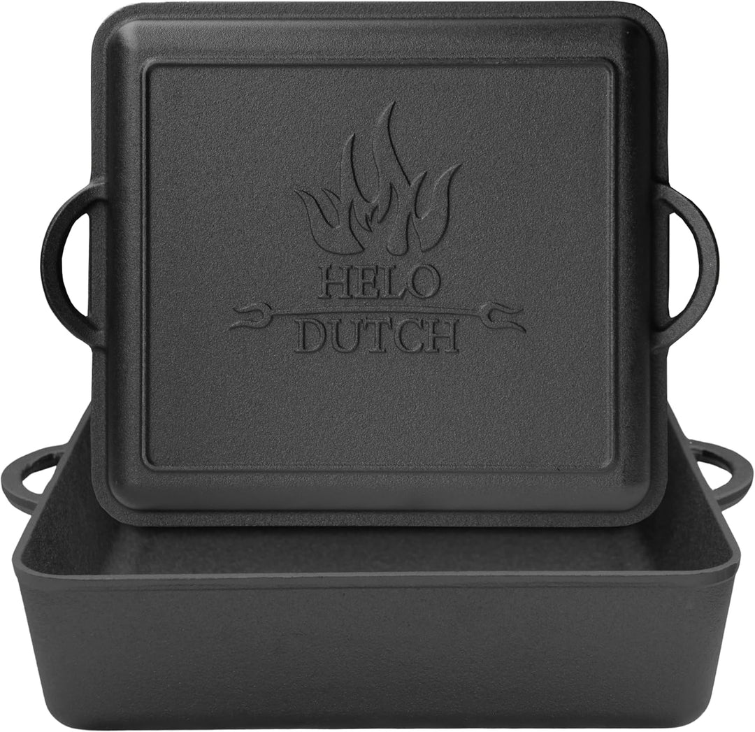 Dutch Oven Set Gusseisen 1,8L-13,6L – Feuertopf mit Deckelheber, Schmortopf mit & ohne Füsse, Schlit