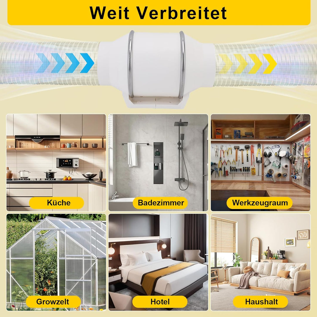 Duct Lüfter 4 Zoll Ruhig 280cfm 2200 U/Min Motor Duct Lüftungslüfter für Gewerbliche Wohngebäude