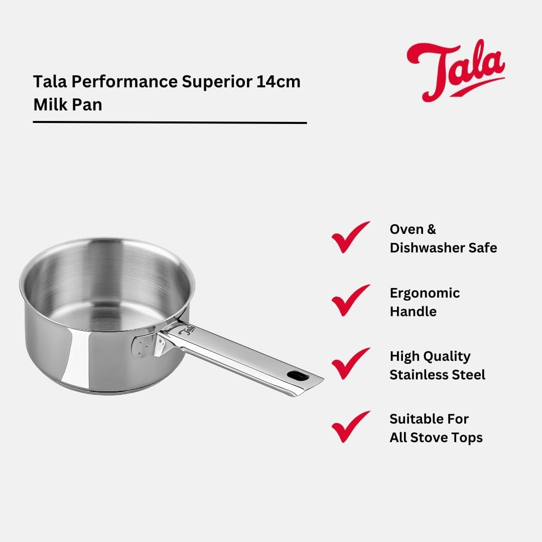 Tala Performance 10A14363 Milchtopf aus Edelstahl, 14 cm, hergestellt in Portugal, mit für alle Herd