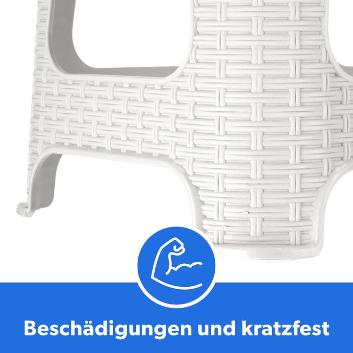 KADAX Hocker aus Kunststoff, Tritthocker bis 120 kg, Rattanhocker mit Antirutschfüssen, Badhocker, W