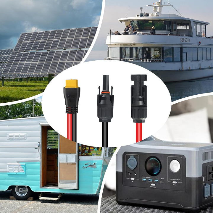 XT60-Stecker, MC4 auf XT60-Verlängerungskabel, 60 cm, XT60-Ladekabel, Solar auf XT60-Kabel, 10 AWG f