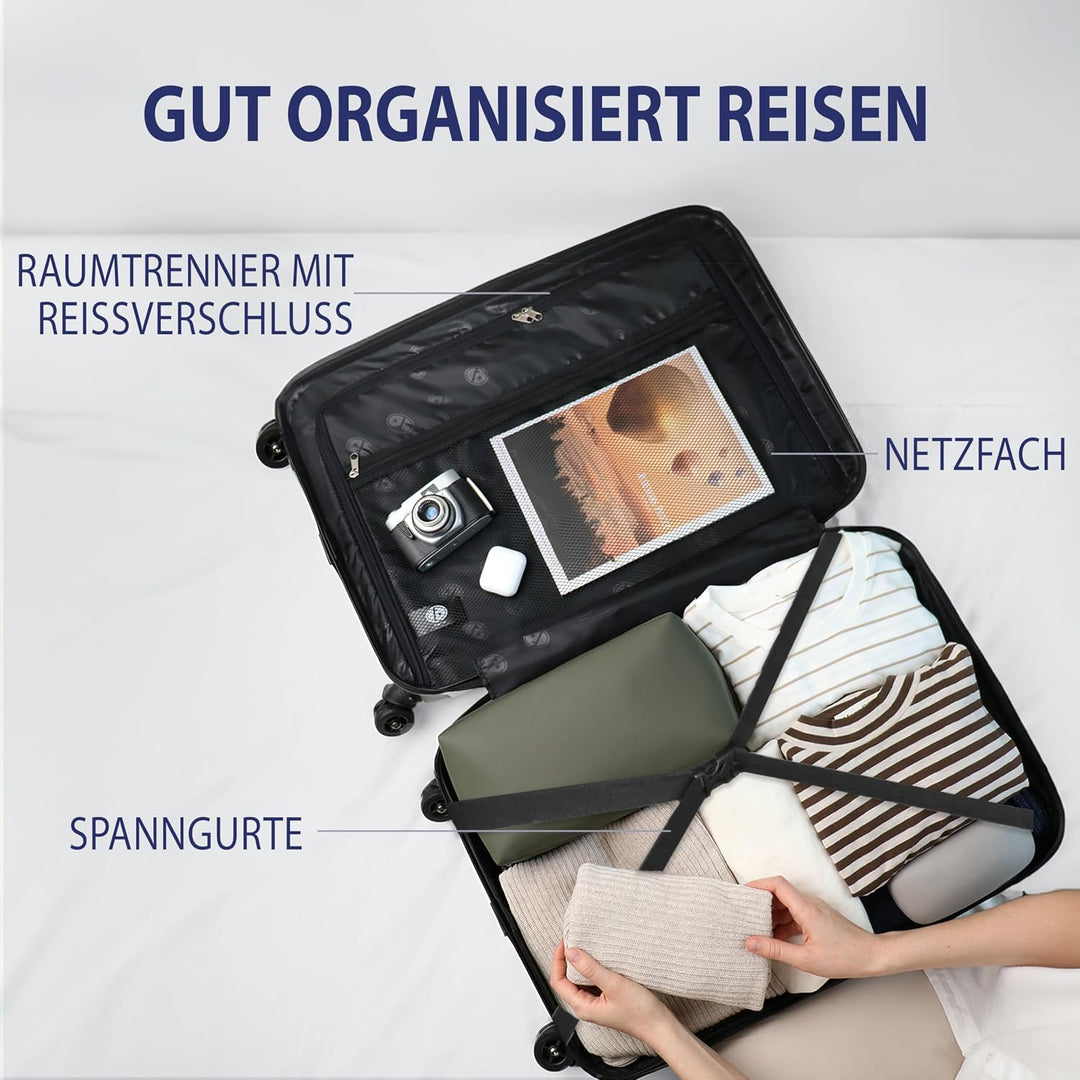 FERGÉ Kofferset Hartschale 3-teilig QUÉBEC Trolley-Set - Handgepäck 55 cm, L und XL 3er Set Hartscha