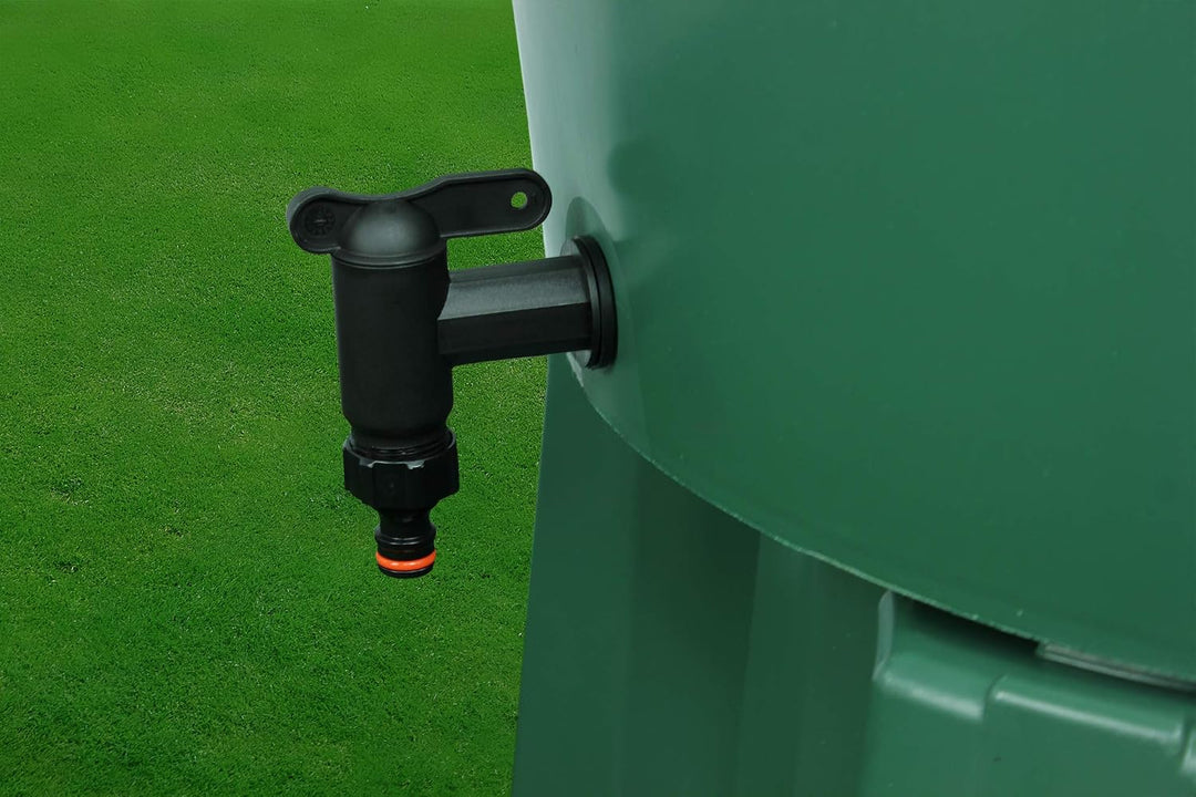 GASMIS Auslaufhahn für Regentonne, Kunststoff Ersatz-Hahn, Wasserhahn für Regenwassertonne, Regenfas