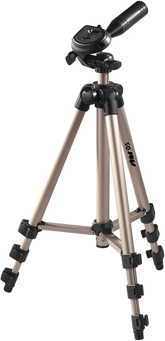 Hama Leichtes Einsteiger-Dreibeinstativ mit 3-Wege-Kopf, Star 05 106-3D, Champagner, 36.5 - 106.5 cm