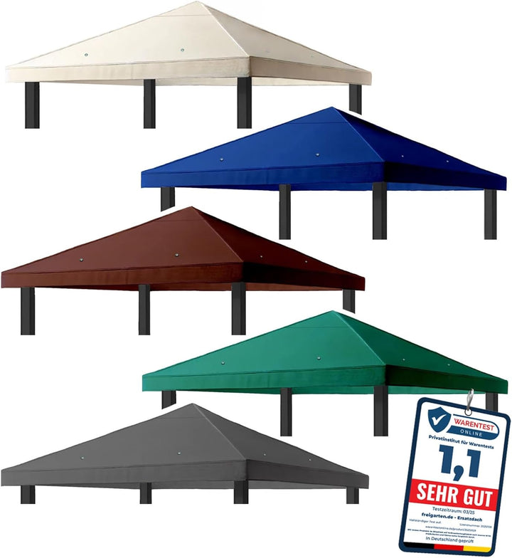 freigarten.de Modell 2 Ersatzdach für Gartenpavillon, 3 x 3 m, wasserdicht, Material Panama, aus wei