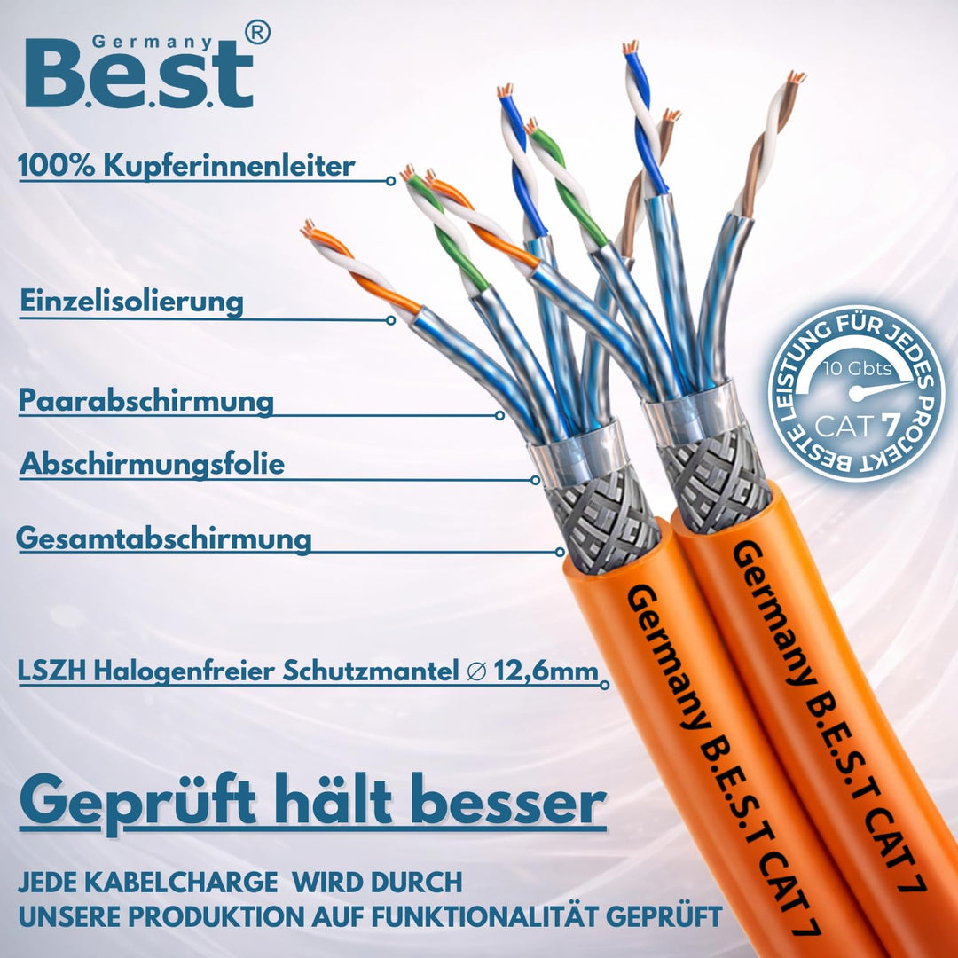 Germany B.e.s.t CAT 7 Verlegekabel 250m Duplex Lan Kabel Kupfer 1000Mhz S/FTP Cat Netzwerkkabel Cat