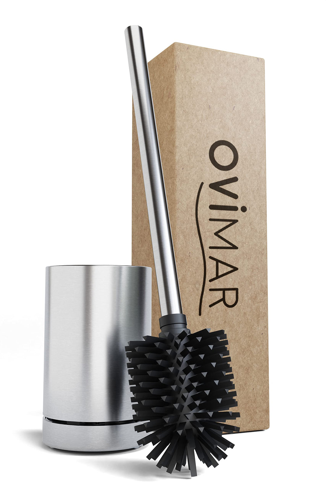 ovimar Toilettenbürste Tuno Silber | Silikon Klobürste | Belüftungsfunktion | frei stehend | Bürsten