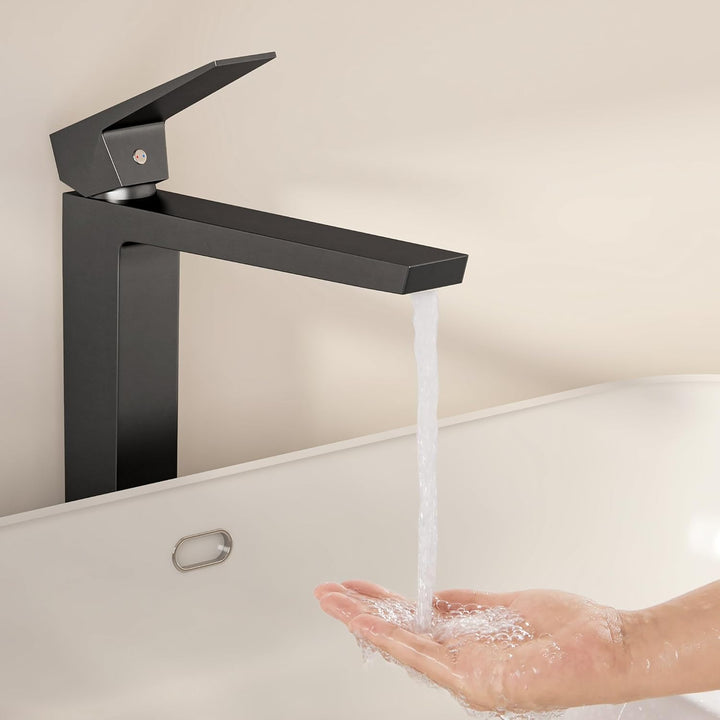 Badezimmerwasserhahn Edelstahl Bleifrei – Rostfrei Anti-Spritz, Warm/Kalt Mischbatterie, Einhebelmis