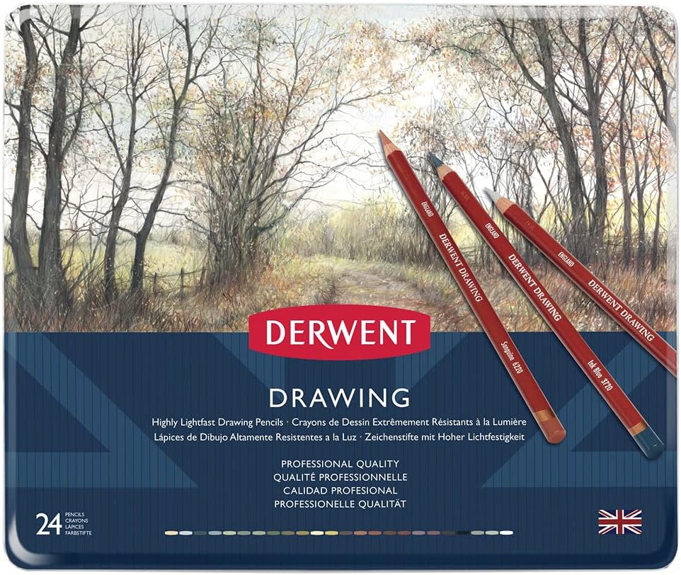 Derwent Drawing Buntstifte, Zeichnen &amp; Schreiben, 24er-Set, Ideal zum Illustrieren &amp; Detaillieren, P