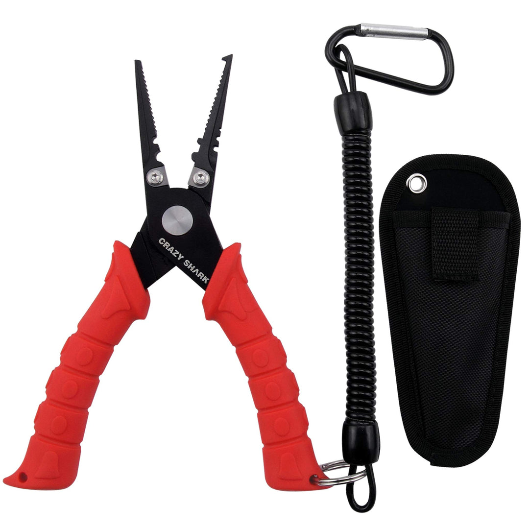 CRAZY SHARK Multifunktionale Angelzangen Linie Cutter Hook Remover Tackle mit Scheide und Lanyard