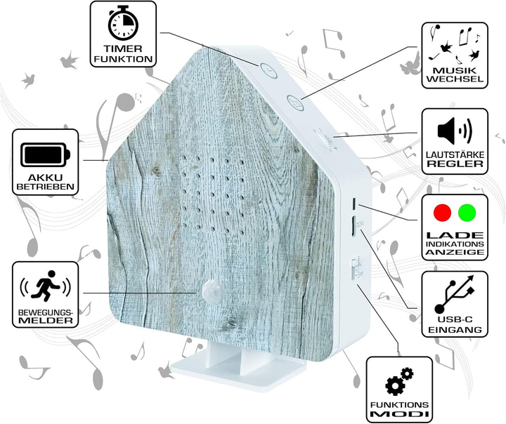 Northpoint Nature Sound Box Vogelgezwitscher Vogelgeräusche Box Motion Sensor Vogelgeräusche Licht W