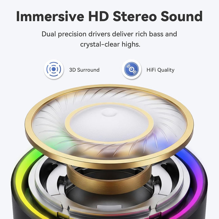 Mini Bluetooth Lautsprecher (83g), Musikbox Bluetooth 5.4 mit RGB Lichter, HD-Sound & starke Bass, T