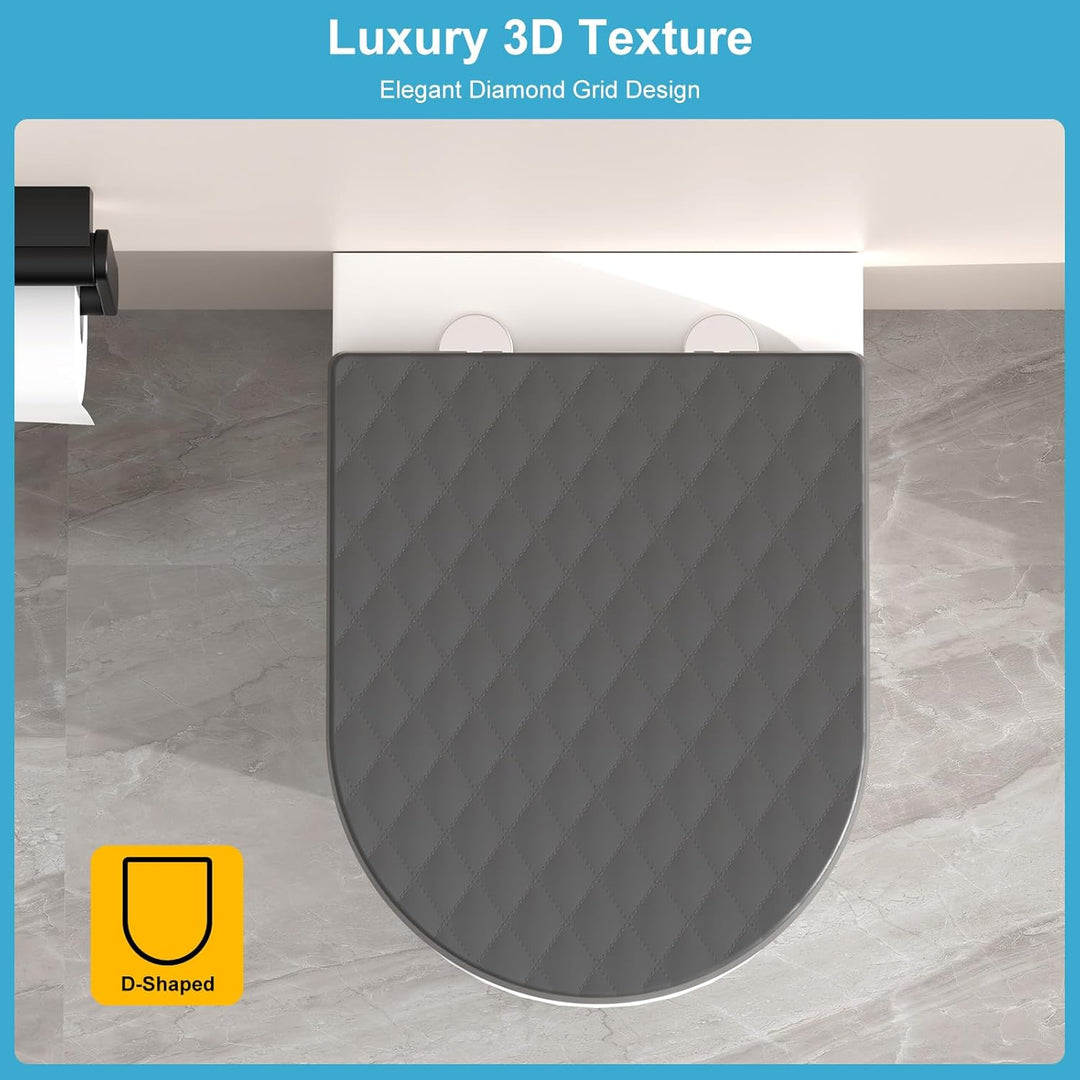 YEAUPE PRO Toilettendeckel mit Absenkautomatik D Form [KURZ] - 43,5×36,2 cm | WC Sitz mit Schnellver