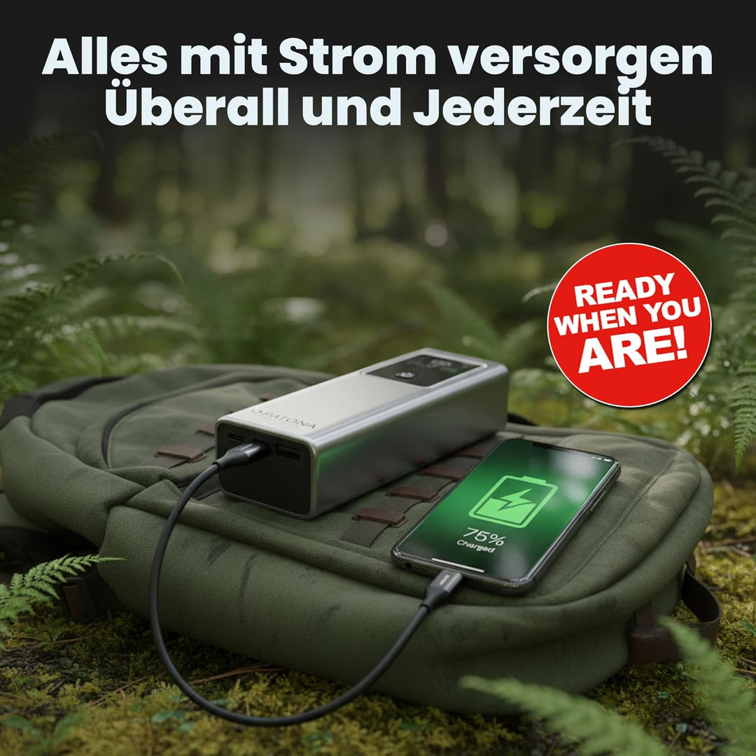 PATONA Platinum Powerbank 20.000mAh PD100W | 74Wh Power Bank mit Li-Ion Batterie | Schnellladung | 2
