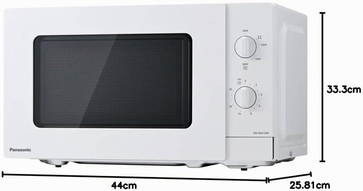 Panasonic NN-SM21QWEPG 20L Solo-Mikrowelle mit Glasschale, 800 W, Auftaueinstellung, 5 Leistungsstuf