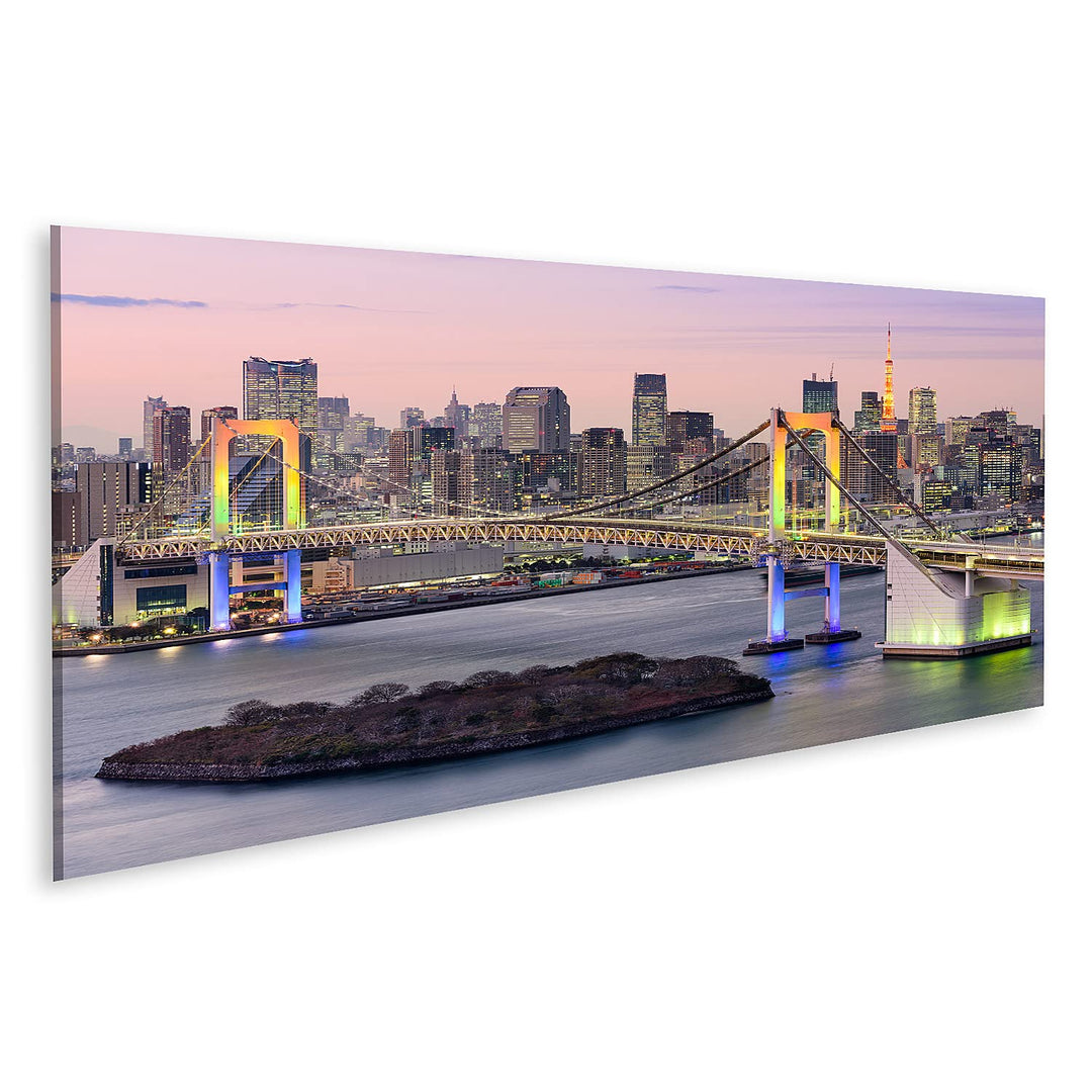 islandburner Bild auf Leinwand Tokyo Bay Skyline Japan Regenbogenbrücke Turm Bilder Wandbilder Poste