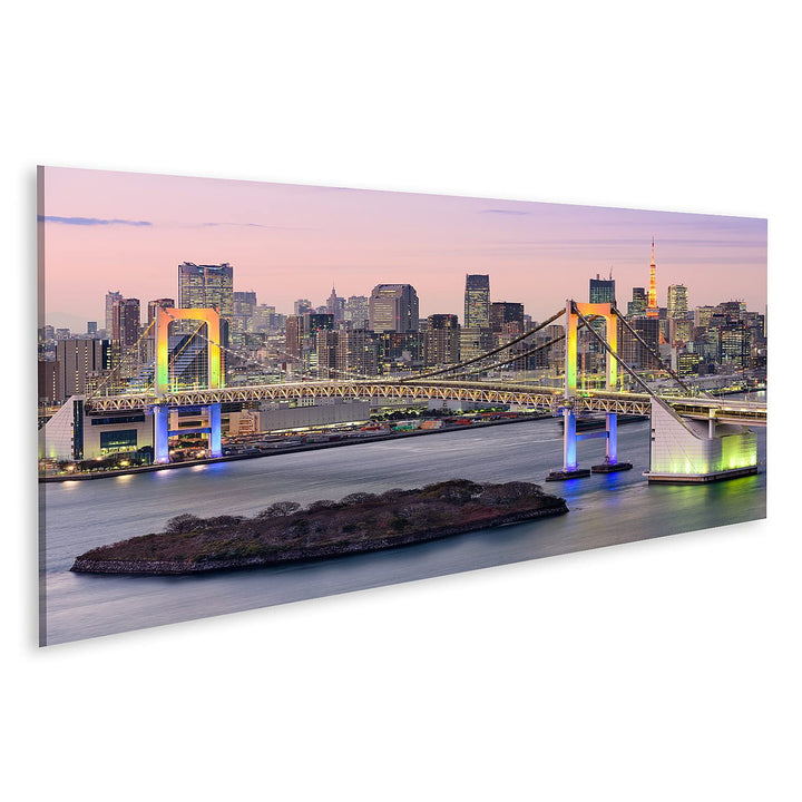 islandburner Bild auf Leinwand Tokyo Bay Skyline Japan Regenbogenbrücke Turm Bilder Wandbilder Poste