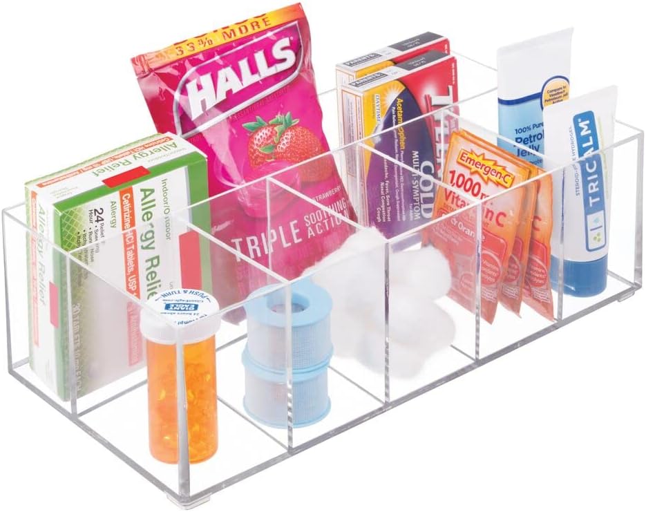mDesign Kosmetik Organizer – Aufbewahrungsbox mit sechs Fächern für Make-up, Nagellack und Beautypro